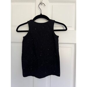 Cat & Jack Kids Black Glitter Starry Night Tank Top XS 4/5 Sleeveless Sparkle